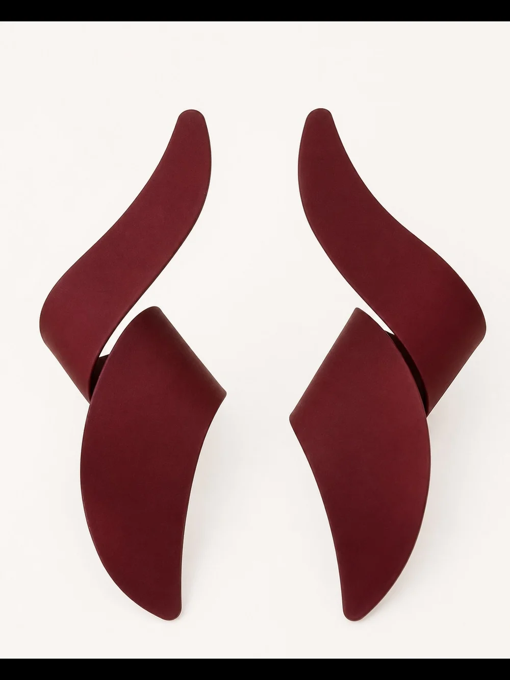 Women's Maroon Sculptural Drop Earrings